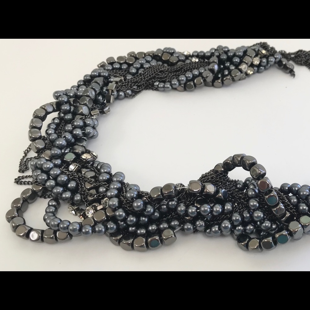 Metal, rhinestone chunky necklace